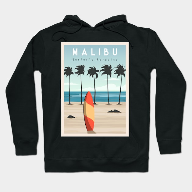 Malibu surf beach Hoodie by SerenityByAlex